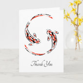 Zwarte & Rode Japanse Koi visartistieke dank Kaart (Gele Bloem)