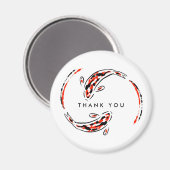 Zwarte & Rode Japanse Koi visartistieke dank Magneet (Voorkant / Achterkant)