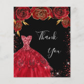 Zwarte rode jurk bloemenverjaardag bedankt (Voorkant)