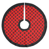 Zwarte Rode Kat Hondenpoot Zwarte Grenzen Kerstmis Kerstboom Rok (Voorkant)