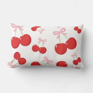 Zwarte Rode Kersen Roze Strik Coquette Cottage Chi Kussen
