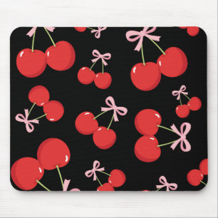 Zwarte Rode Kersen Roze Strik Coquette Cottage Chi Muismat