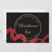 Zwarte Rode Kerstavondiner Winter Kaart (Voorkant)