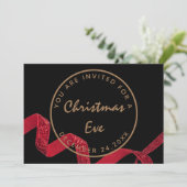 Zwarte Rode Kerstavondiner Winter Kaart (Staand voorkant)