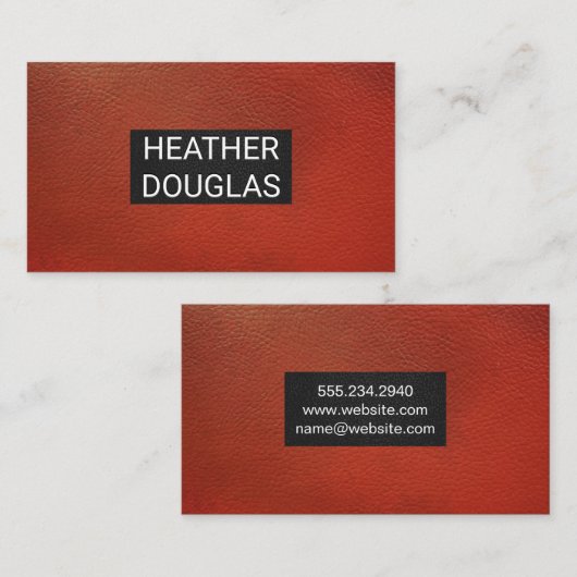 Zwarte Rode Leren Achtergrond Visitekaartje (Voorkant / Achterkant)