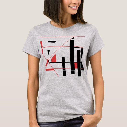 Zwarte Rode Lijnen Vormen Geometrische Abstracte M T-shirt (Voorkant)