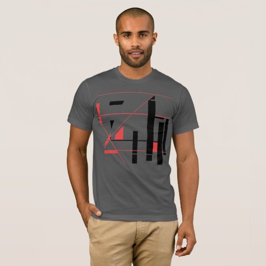 Zwarte Rode Lijnen Vormen Geometrische Abstracte M T-shirt (Voorkant volledig)