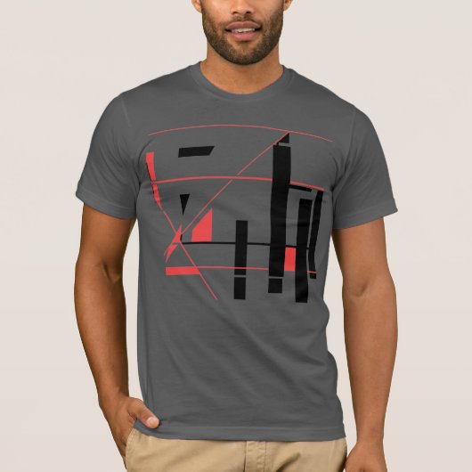 Zwarte Rode Lijnen Vormen Geometrische Abstracte M T-shirt (Voorkant)