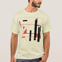Zwarte Rode Lijnen Vormen Geometrische Abstracte M T-shirt