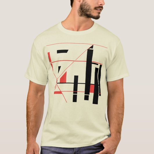 Zwarte Rode Lijnen Vormen Geometrische Abstracte M T-shirt (Voorkant)