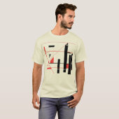 Zwarte Rode Lijnen Vormen Geometrische Abstracte M T-shirt (Voorkant volledig)