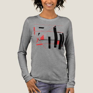 Zwarte rode lijnen vormen geometrische MCM-geïnspi Tri-Blend Shirt