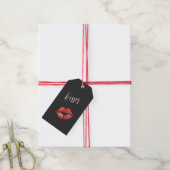 Zwarte Rode Lippen Flirterige Kusjes Cadeaulabel (Met Touw)