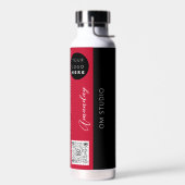 Zwarte Rode Logo Qr Code Geometry Naam Waterfles (Links)
