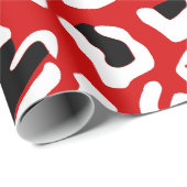 Zwarte rode luipaard dierenprint harten cadeaupapier (Rol Hoek)