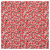 Zwarte rode luipaard dierenprint harten stof (Swatch)