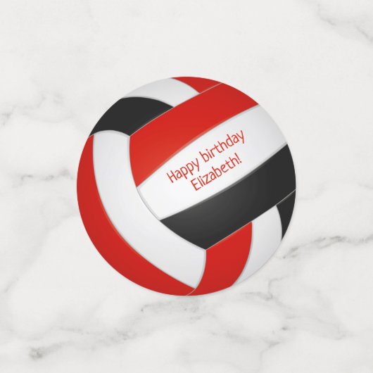 zwarte rode meisjes volleybalfeest confetti (Kleine voorkant)