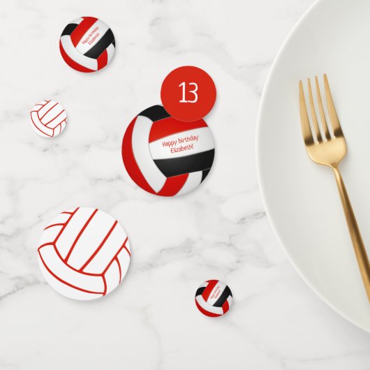 zwarte rode meisjes volleybalfeest confetti (Groep)