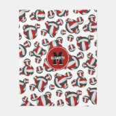 zwarte rode meisjes volleybalteam kleuren monogram fleece deken (Voorkant)