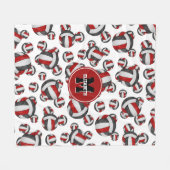 zwarte rode meisjes volleybalteam kleuren monogram fleece deken (Voorkant (Horizontaal))