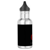 Zwarte rode monogram naam moderne minimalist waterfles (Links)