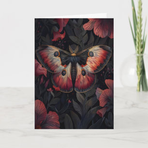 Zwarte Rode Mot Print Donkere Botanische , Donker Kaart