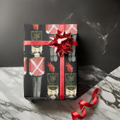 Zwarte & Rode Notenkraker Soldaten in uniform Cadeaupapier