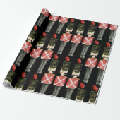 Zwarte & Rode Notenkraker Soldaten in uniform Cadeaupapier (Uitgerold)