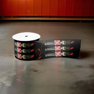 Zwarte & Rode Notenkraker Soldaten in uniform Satijnen Lint