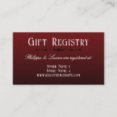 Zwarte Rode Ombre Gothic Wedding Gift Registry Informatiekaartje (Voorkant)