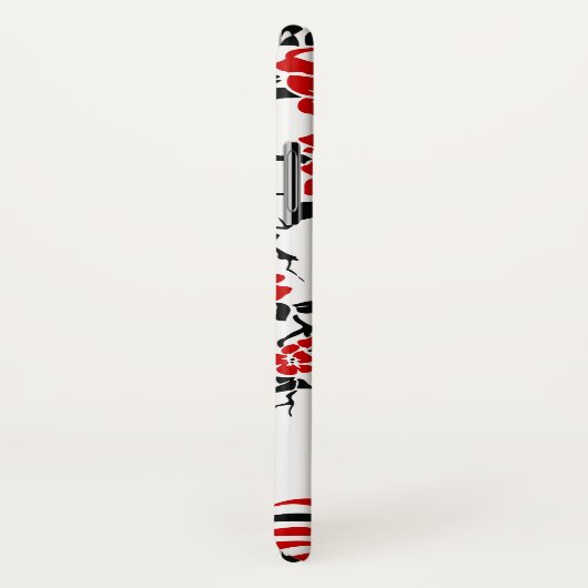 Zwarte, rode pauw & kersenbloesem art nouveau Case-Mate iPhone case (Achterkant / rechts)