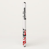 Zwarte, rode pauw & kersenbloesem art nouveau Case-Mate iPhone case (Achterkant/links)