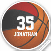 zwarte rode ploeg , jongens basketbal sticker (Voorkant)