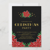 Zwarte Rode Poinsettia kerstfeest Kaart (Voorkant)