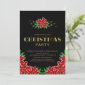 Zwarte Rode Poinsettia kerstfeest Kaart (Staand voorkant)