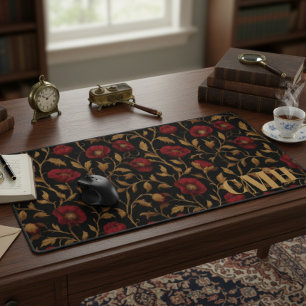 Zwarte & Rode Poppy Vintage William Morris Monogra Bureaumat