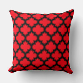 Zwarte Rode Quatrefoil Tralie Throw Kussen