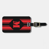 Zwarte Rode Racing Strepen Monogram Bagagelabel (Voorkant horizontaal)