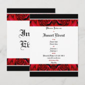 Zwarte rode roos elegante feestje kaart (Voorkant / Achterkant)