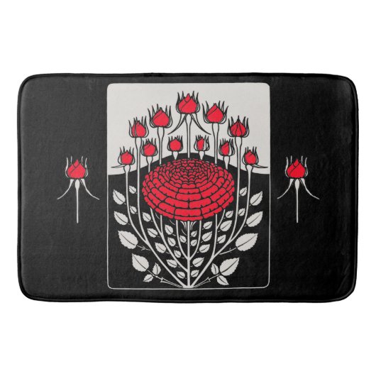 ZWARTE RODE ROSES, ROSEBUDS Art Nouveau Floral Badmat (Voorkant)