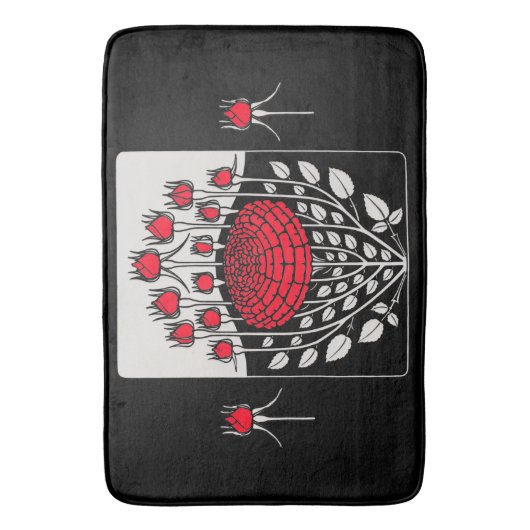 ZWARTE RODE ROSES, ROSEBUDS Art Nouveau Floral Badmat (Voorkant Verticaal)