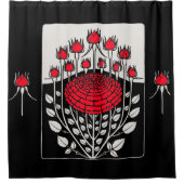 ZWARTE RODE ROSES, ROSEBUDS Art Nouveau Floral Douchegordijn (Voorkant)