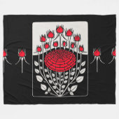 ZWARTE RODE ROSES, ROSEBUDS Art Nouveau Floral Fleece Deken (Voorkant (Horizontaal))