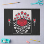 ZWARTE RODE ROSES, ROSEBUDS Art Nouveau Floral Tissuepapier (Craft)