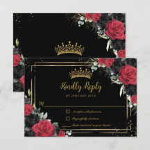 Zwarte Rode Rozen Bloemrijk Goud Quinceañera Sweet