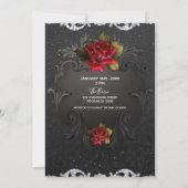 Zwarte  rode rozen bruiloft kaart (Achterkant)