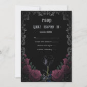 Zwarte Rode Rozen Gotisch RSVP Kaart (Voorkant)