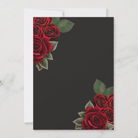 Zwarte Rode Rozen Gouden Prinses Quinceañera Kaart (Achterkant)