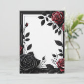 Zwarte & Rode Rozen Kaart (Staand voorkant)