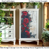 Zwarte Rode Rozen, Verweerde Muur CQ5 Decoupage Tissuepapier